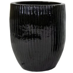 Portly Tall Egg Rib - Shiny Black - D50H60 Cm [pallet]